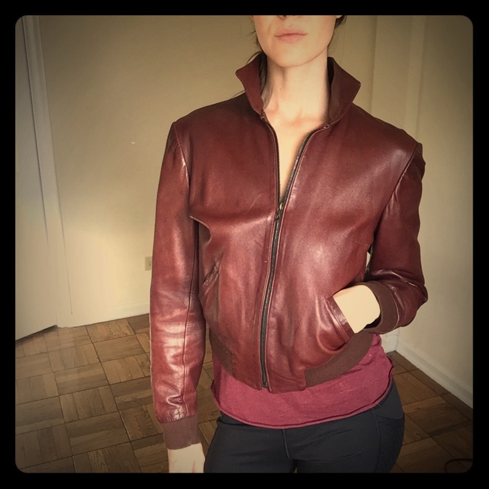 APC Burgundy Leather Jacket